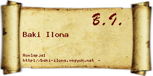 Baki Ilona névjegykártya